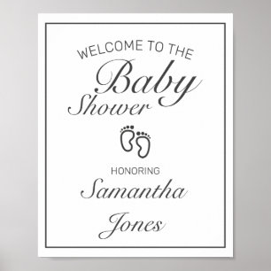 Modern minimalistisch witboek Baby shower — Welkom Poster