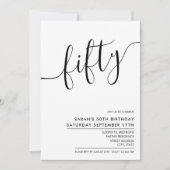 Modern minimalistisch witscript 50th Birthday Kaart (Voorkant)