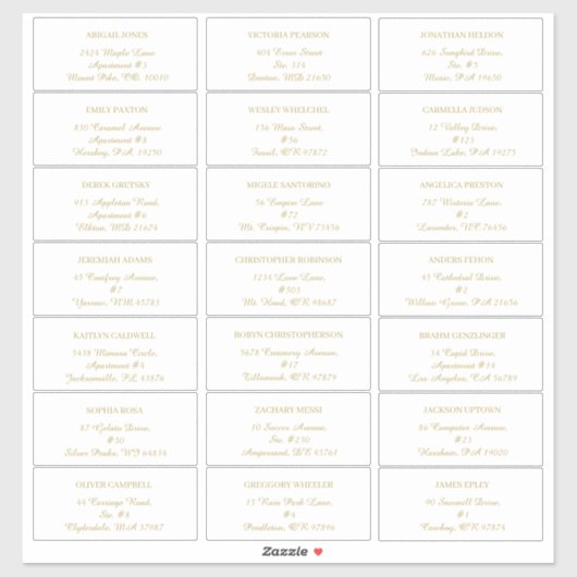 Modern minimalistisch | Witte gouden gadeadreslabe Sticker (Vel)