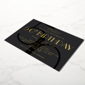 Modern minimalistisch zwart 50ste verjaardag goud folie uitnodiging (Gedraaid)