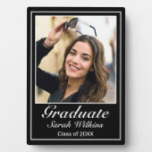 Modern minimalistisch zwart Afstuderen foto Plaque Fotoplaat (voorkant)