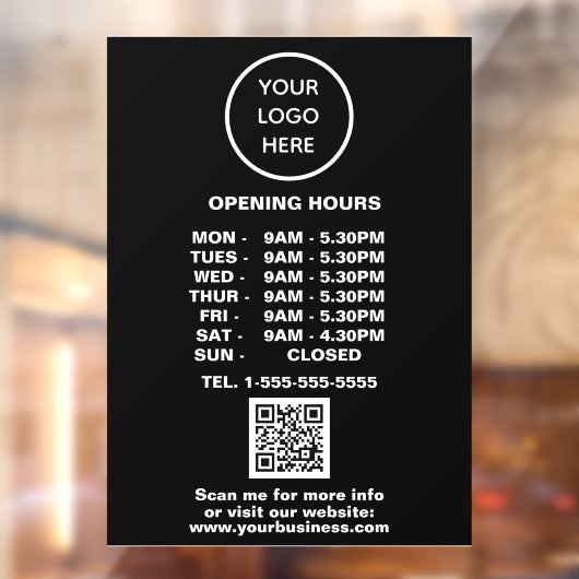 Modern Minimalistisch Zwart Bedrijfslogo QR-code Raamsticker (Vel 2)
