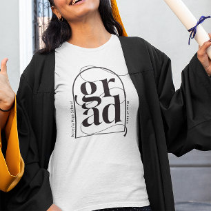 Modern minimalistisch zwart boog vet Afstuderen T-shirt