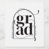Modern minimalistisch zwart boog vet Afstuderen Wijn Etiket (Enkel label)