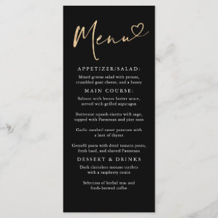 Modern minimalistisch zwart en goud menu