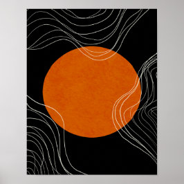 Modern Minimalistisch zwart en Oranje Abstract Pos Poster
