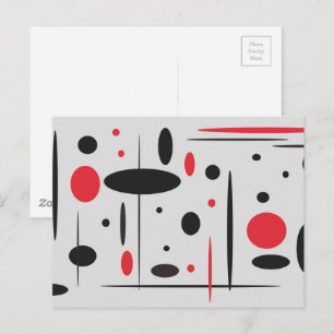 Modern minimalistisch zwart en rood geometrisch pa briefkaart