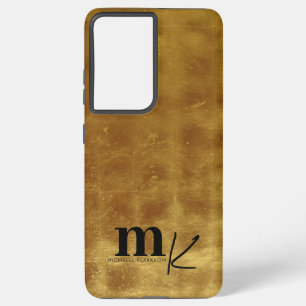 Modern minimalistisch zwart goudmonogram samsung galaxy hoesje