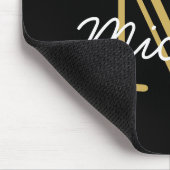 Modern minimalistisch zwart goudmonogram script muismat (Hoek)