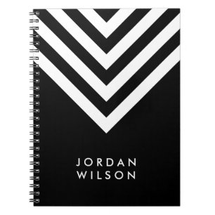 Modern minimalistisch zwart met witte Chevron Notitieboek