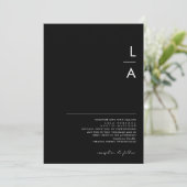 Modern minimalistisch | Zwart monogram huwelijk Kaart (Staand voorkant)