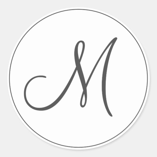 Modern minimalistisch zwart monogram ronde sticker (Voorkant)