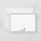 Modern minimalistisch zwart omzoomd stijlvol scrip notitiekaartje (Voorkant)