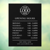 Modern minimalistisch zwart | Openingstijden van b Raamsticker (Vel 3)