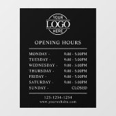Modern minimalistisch zwart | Openingstijden van b Raamsticker (Vel)