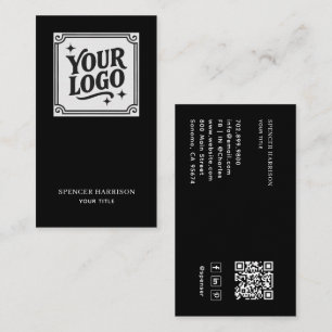 Modern Minimalistisch Zwart QR Code Logo Sociale M Visitekaartje