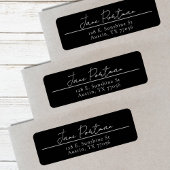 Modern minimalistisch zwart retour adres label