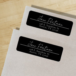 Modern minimalistisch zwart retour adres label