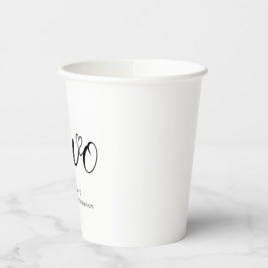 Modern minimalistisch zwart script 2e verjaardag papieren bekers (Links)