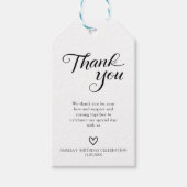 Modern minimalistisch zwart script Bedankt voor je Cadeaulabel (Voorkant)