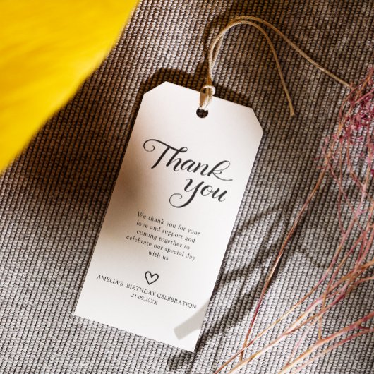 Modern minimalistisch zwart script Bedankt voor je Cadeaulabel