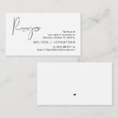 Modern minimalistisch zwart script, bruiloft RSVP Informatiekaartje (Voorkant / Achterkant)