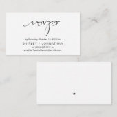 Modern minimalistisch zwart script, bruiloft RSVP Informatiekaartje (Voorkant / Achterkant)