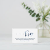 Modern minimalistisch, zwart script, online RSVP E Informatiekaartje (Staand voorkant)