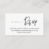 Modern minimalistisch, zwart script, online RSVP E Informatiekaartje (Voorkant)