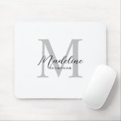 Modern minimalistisch zwart script wit grijs monog muismat (Met muis)