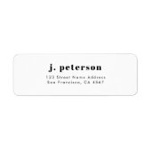 Modern minimalistisch zwart Typografiemadres Etiket (Voorkant)