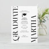 Modern Minimalistisch zwart-wit Afstuderen Kaart (Staand voorkant)