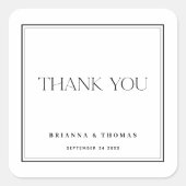 Modern minimalistisch zwart-wit bedankt vierkante sticker (Voorkant)
