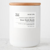 Modern Minimalistisch Zwart-wit Cosmetica Label Voedselcontainer Etiket (Voorkant)