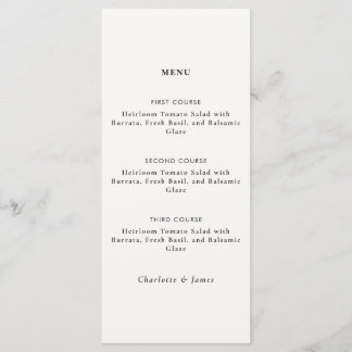 Modern Minimalistisch Zwart-Wit Diner Menu