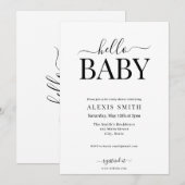 Modern minimalistisch zwart wit elegant Baby showe Kaart (Voorkant / Achterkant)