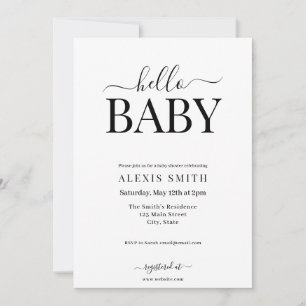 Modern minimalistisch zwart wit elegant Baby showe Kaart