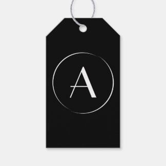 Modern minimalistisch zwart wit Letter-monogram Cadeaulabel