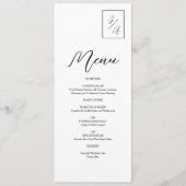Modern minimalistisch zwart-wit monogram huwelijk menu (Voorkant)