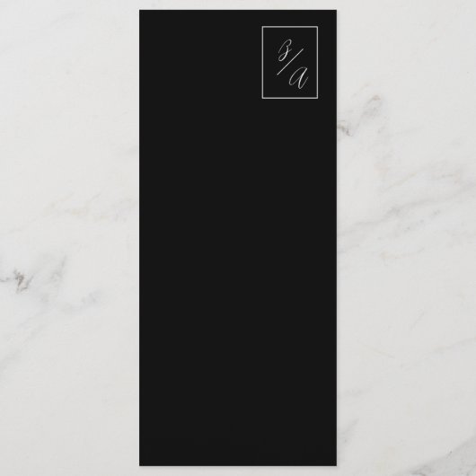 Modern minimalistisch zwart-wit monogram huwelijk menu (Achterkant)