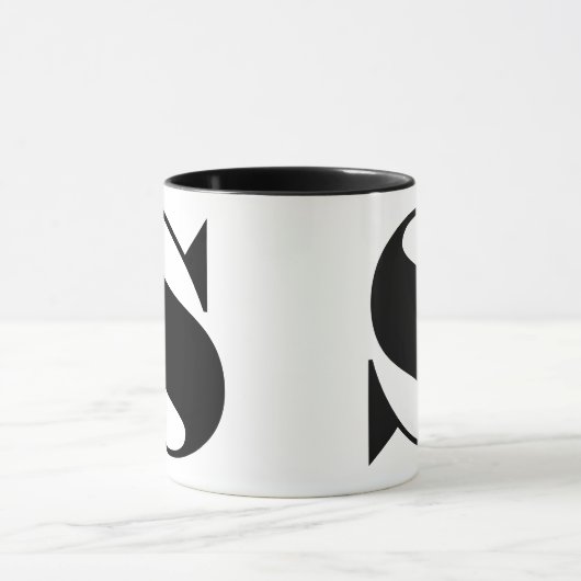Modern minimalistisch zwart-wit monogram Initiaal Mok (Midden)
