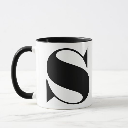 Modern minimalistisch zwart-wit monogram Initiaal Mok (Links)
