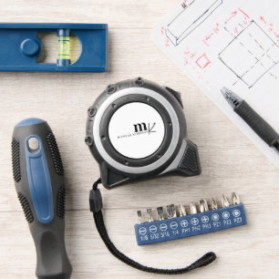 Modern minimalistisch zwart-wit monogram rolmaat