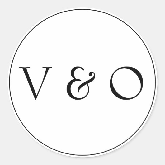 Modern minimalistisch zwart-wit monogram ronde sticker (Voorkant)