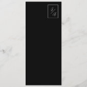 Modern Minimalistisch Zwart-wit Monogram Trouwfees Menu (Achterkant)