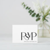 Modern Minimalistisch Zwart Wit RSVP QR Code Informatiekaartje (Staand voorkant)