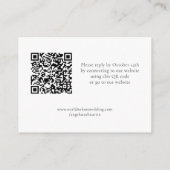 Modern Minimalistisch Zwart Wit RSVP QR Code Informatiekaartje (Achterkant)