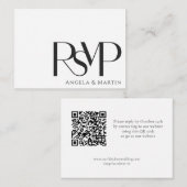 Modern Minimalistisch Zwart Wit RSVP QR Code Informatiekaartje (Voorkant / Achterkant)