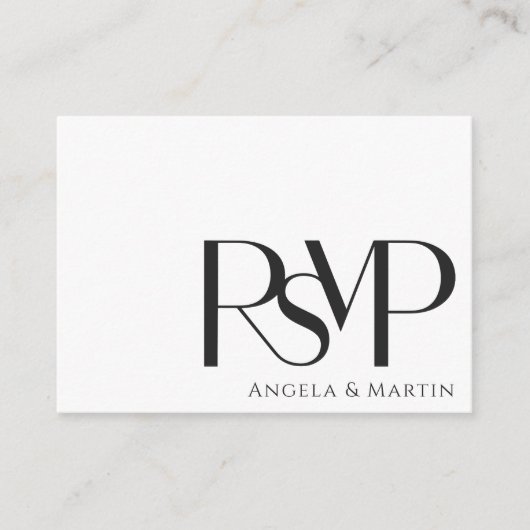 Modern Minimalistisch Zwart Wit RSVP QR Code Informatiekaartje (Voorkant)
