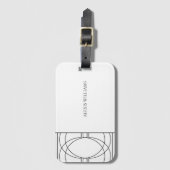 Modern minimalistisch zwart-wit script bagagelabel (Voorkant (verticaal))
